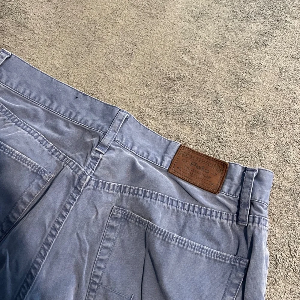 Vintage Polo Ralph Lauren Mens Straight Leg Chinos Blue Faded Cotton Pants 31x30